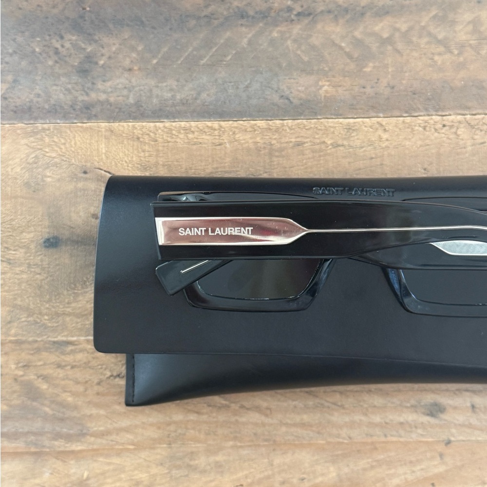 Saint Laurent Black Rectangular Sunglasses with Case - Picture 2 of 4
